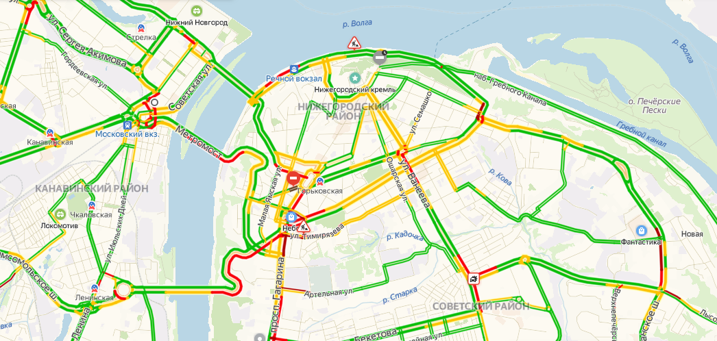 Карта загруженности дорог нижний новгород